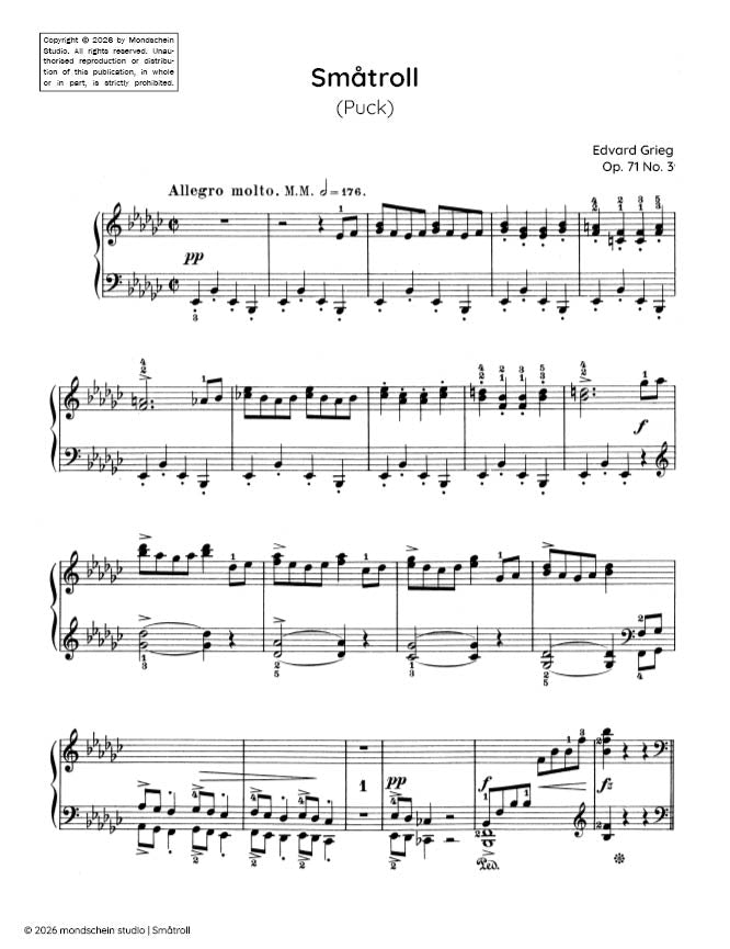 Grieg - Småtroll (Puck), Op. 71 No. 3 (PDF Sheet Music / Digital Download)