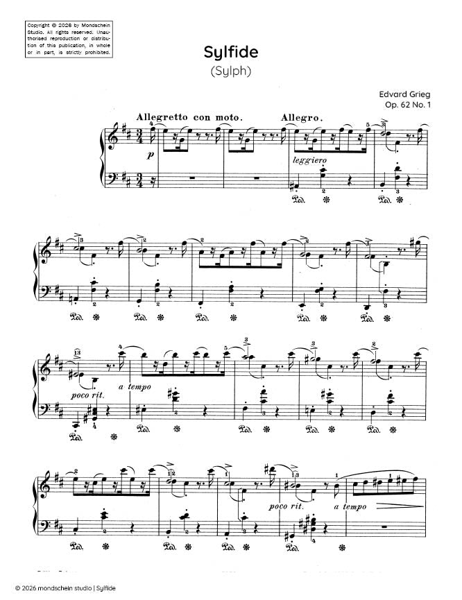Grieg - Sylfide (Sylph), Op. 62 No. 1 (PDF Sheet Music / Digital Download)