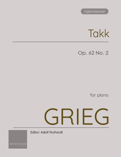 Grieg - Takk (Gratitude), Op. 62 No. 2 (PDF Sheet Music / Digital Download)