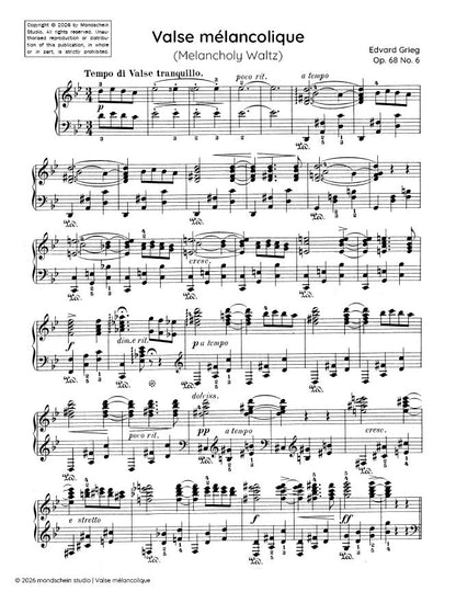 Grieg - Valse mélancolique (Melancholy Waltz), Op. 68 No. 6 (PDF Sheet Music / Digital Download)
