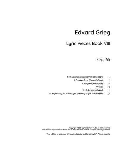 Grieg - Lyric Pieces Book VIII, Op. 65 (PDF Sheet Music / Digital Download)