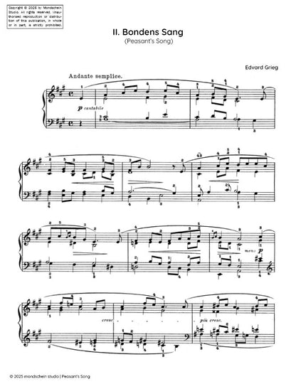 Grieg - Bondens Sang (Peasant’s Song), Op. 65 No. 2 (PDF Sheet Music / Digital Download)