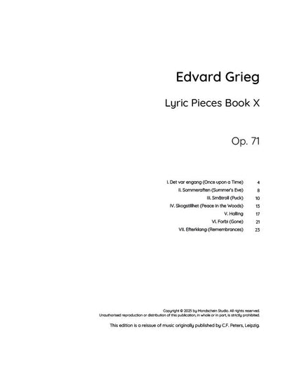 Grieg - Lyric Pieces Book X, Op. 71 (PDF Sheet Music / Digital Download)