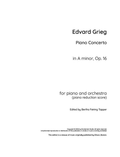 Grieg - Piano Concerto in A minor, Op. 16 (PDF Sheet Music / Digital Download)