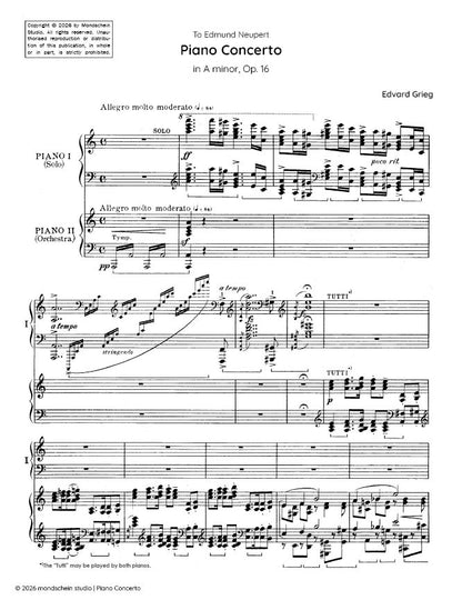 Grieg - Piano Concerto in A minor, Op. 16 (PDF Sheet Music / Digital Download)