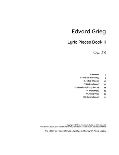 Grieg - Lyric Pieces Book II, Op. 38 (PDF Sheet Music / Digital Download)