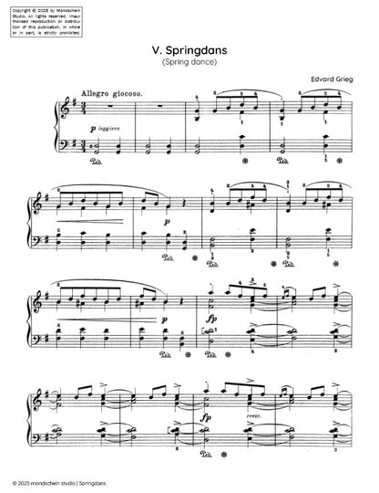 Grieg - Springdans (Spring dance), Op. 38 No. 5 (PDF Sheet Music / Digital Download)