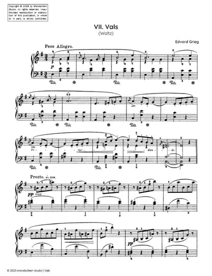 Grieg - Vals (Waltz), Op. 38 No. 7 (PDF Sheet Music / Digital Download)