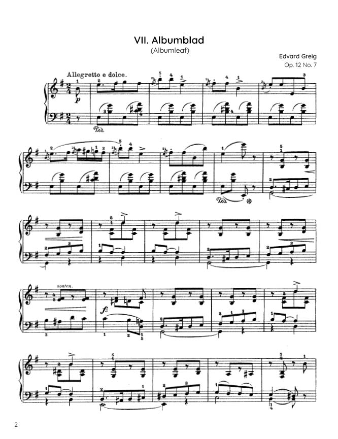 Grieg - Albumblad (Albumleaf), Op. 12 No. 7 (PDF Sheet Music / Digital Download)