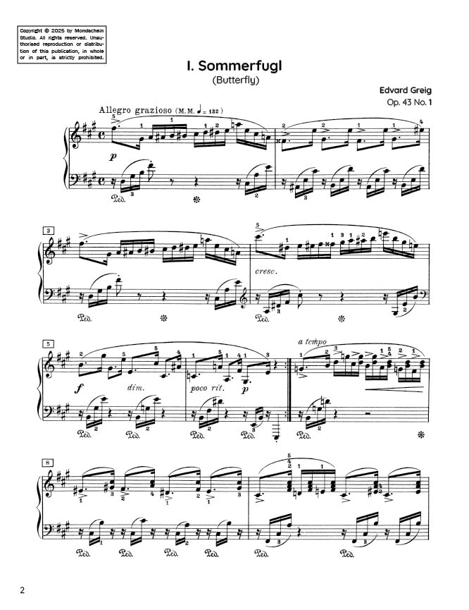 Grieg - Butterfly, Op. 43 No. 1 (PDF Digital Download)