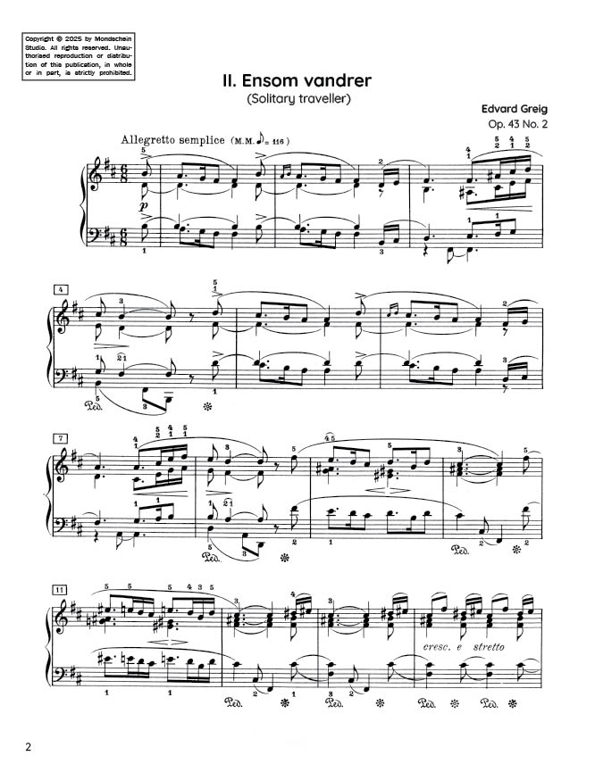 Grieg - Solitary traveller, Op. 43 No. 2 (PDF Sheet Music / Digital Download)