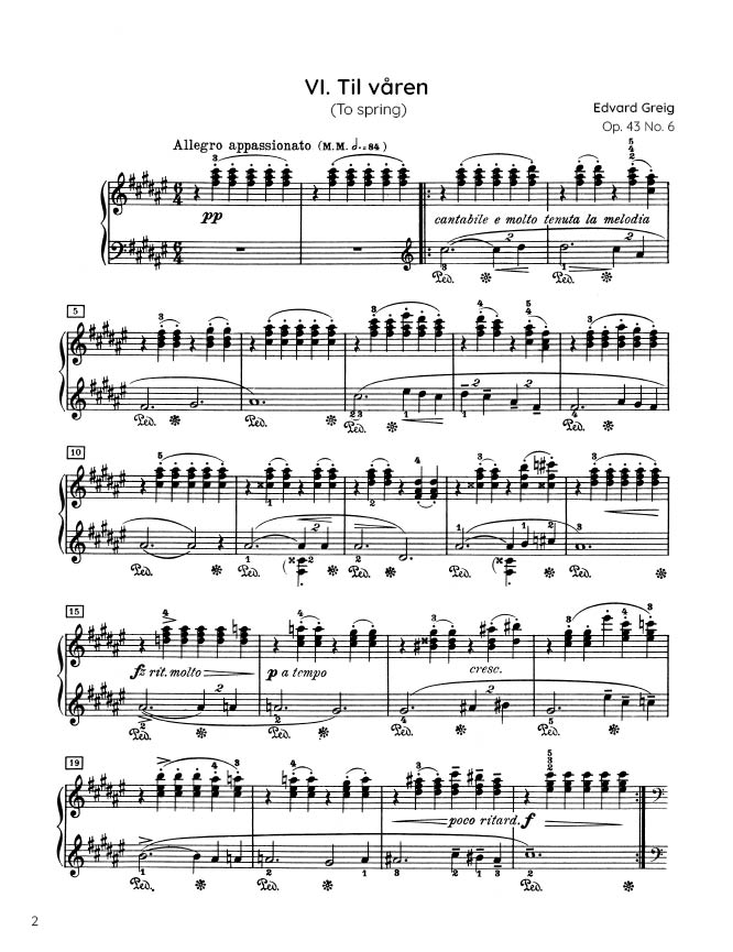 Grieg - To spring, Op. 43 No. 6 (PDF Digital Download)
