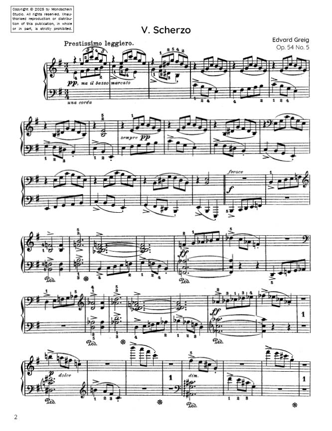 Grieg - Scherzo, Op. 54 No. 5 (PDF Sheet Music / Digital Download)