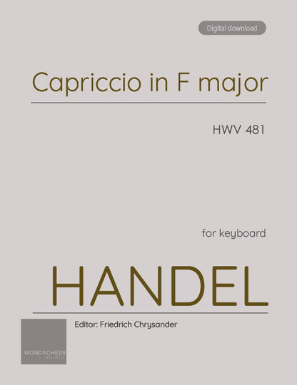 Handel - Capriccio in F major, HWV 481 (PDF Sheet Music / Digital Download)