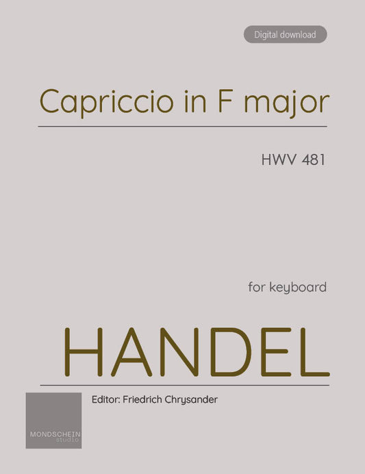 Handel - Capriccio in F major, HWV 481 (PDF Sheet Music / Digital Download)