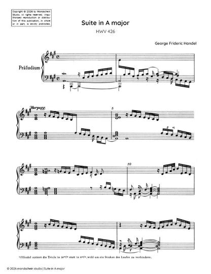 Handel - Keyboard Suite in A major, HWV 426 (PDF Sheet Music / Digital Download)