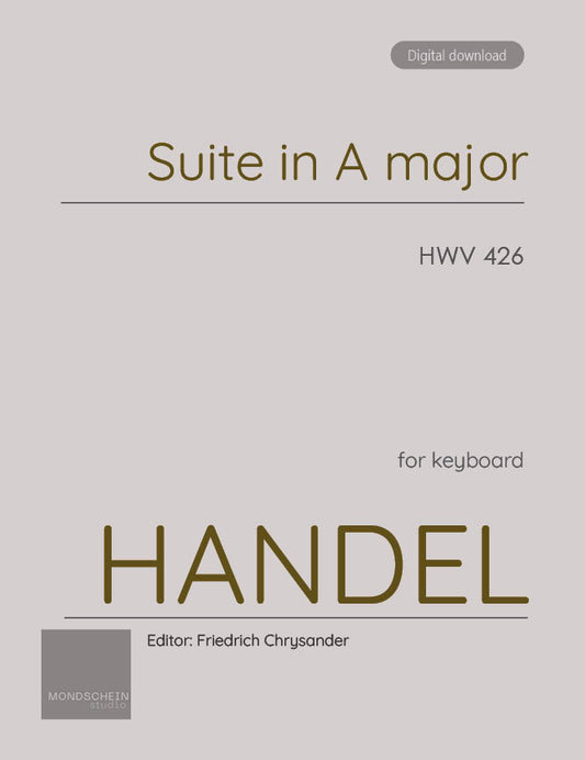 Handel - Keyboard Suite in A major, HWV 426 (PDF Sheet Music / Digital Download)