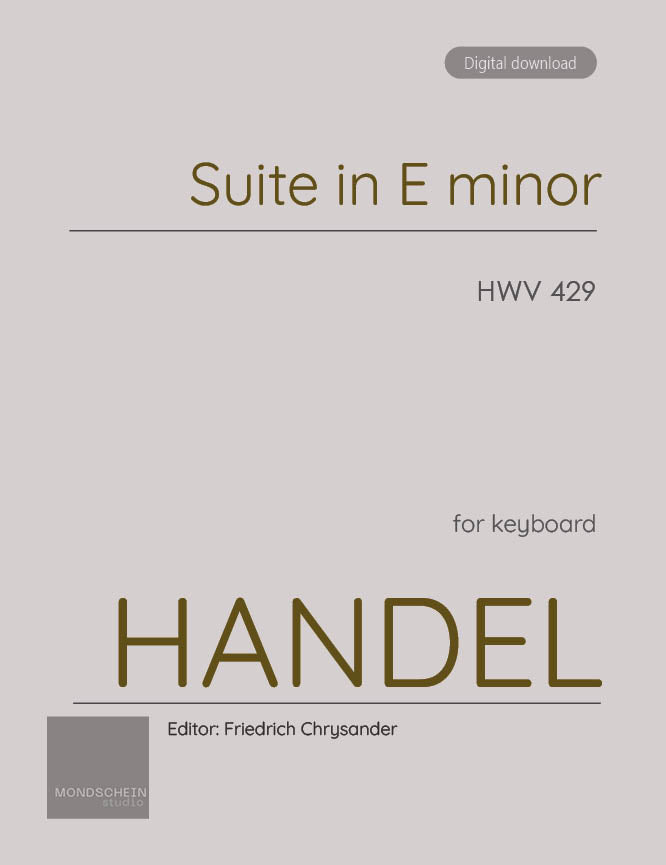 Handel - Keyboard Suite in E minor, HWV 429 (PDF Sheet Music / Digital Download)