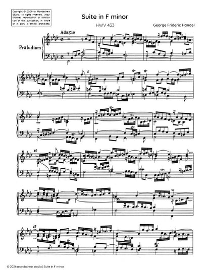 Handel - Keyboard Suite in F minor, HWV 433 (PDF Sheet Music / Digital Download)