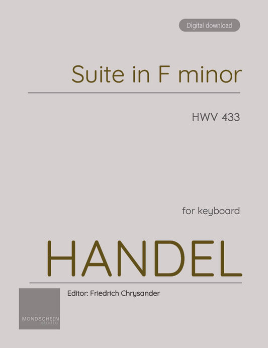 Handel - Keyboard Suite in F minor, HWV 433 (PDF Sheet Music / Digital Download)