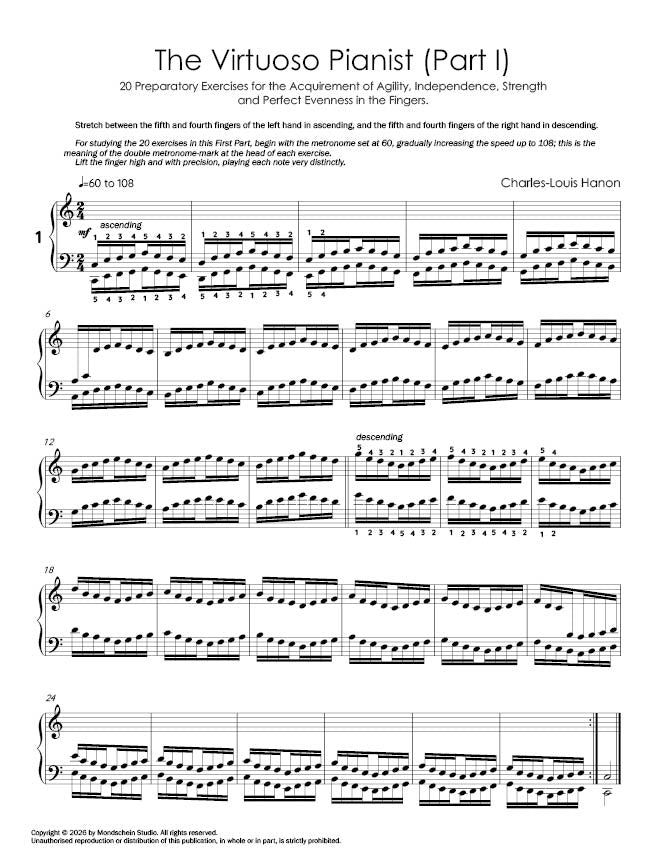 Hanon - The Virtuoso Pianist, Part 1 No. 1 (PDF Sheet Music / Digital Download)
