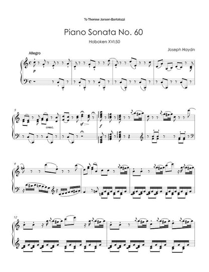 Haydn - Piano Sonata No. 60 in C major, Hob. XVI:50 (PDF Sheet Music / Digital Download)