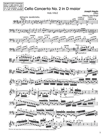 Haydn - Cello Concerto No. 2 in D major VIIb:2 (PDF Sheet Music / Digital Download)