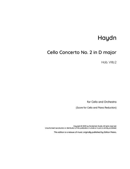 Haydn - Cello Concerto No. 2 in D major VIIb:2 (PDF Sheet Music / Digital Download)