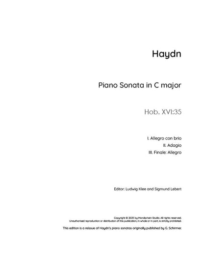 Haydn - Sonata in C major, Hob. XVI:35 (PDF Sheet Music / Digital Download)