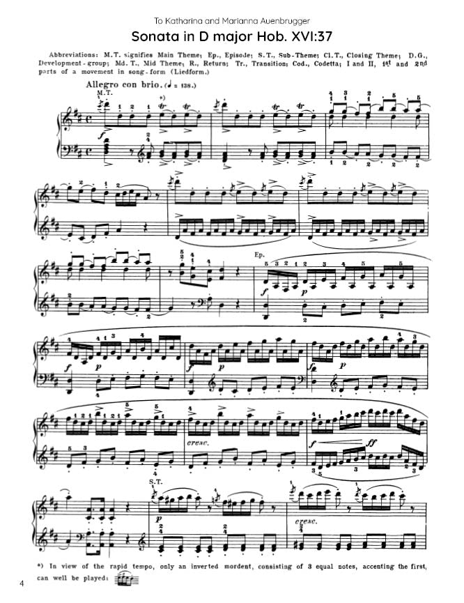Haydn - Sonata in D major, Hob. XVI:37 (PDF Sheet Music / Digital Download)