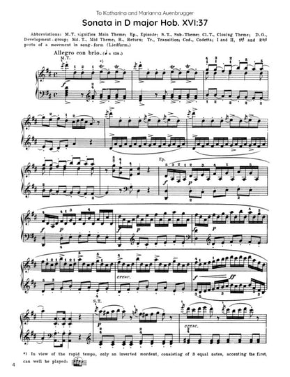 Haydn - Sonata in D major, Hob. XVI:37 (PDF Sheet Music / Digital Download)