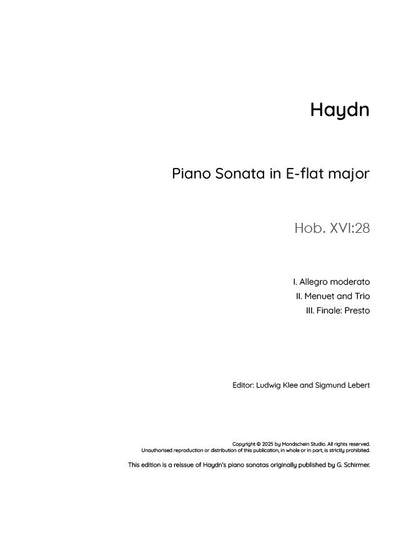 Haydn - Sonata in E-flat major, Hob. XVI:28 (PDF Sheet Music / Digital Download)