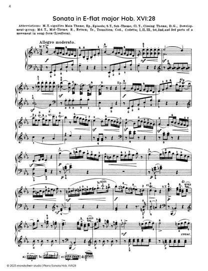 Haydn - Sonata in E-flat major, Hob. XVI:28 (PDF Sheet Music / Digital Download)