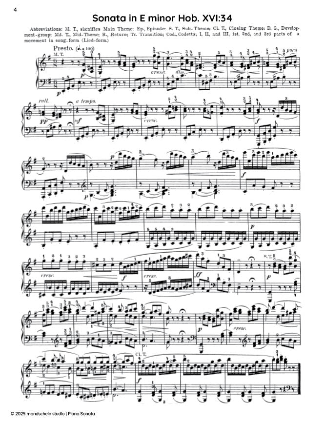 Haydn - Sonata in E minor, Hob. XVI:34 (PDF Sheet Music / Digital Download)