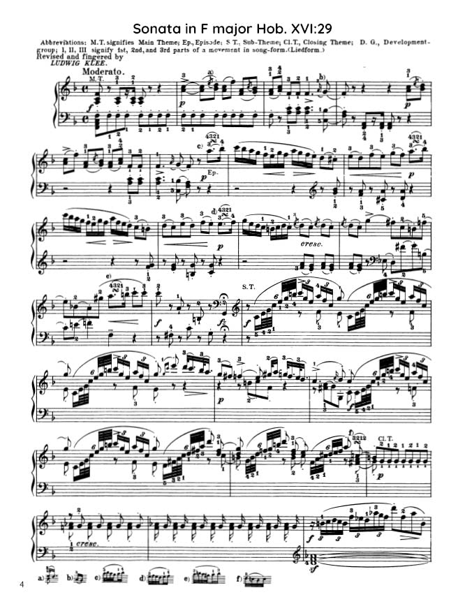 Haydn - Sonata in F major, Hob. XVI:29 (PDF Sheet Music / Digital Download)