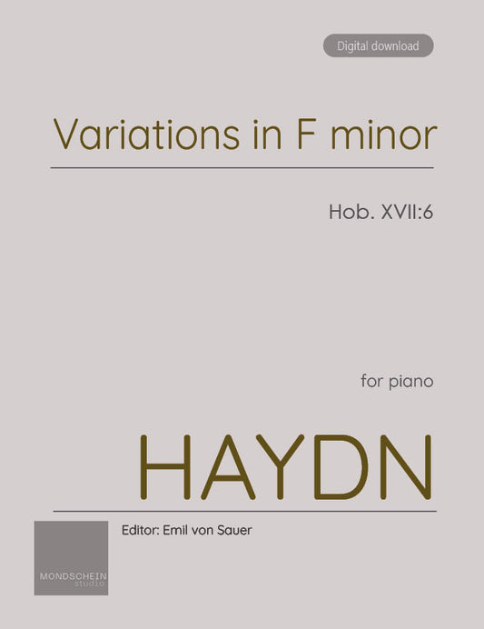 Haydn - Variations in F minor, Hob. XVII:6 (PDF Sheet Music / Digital Download)