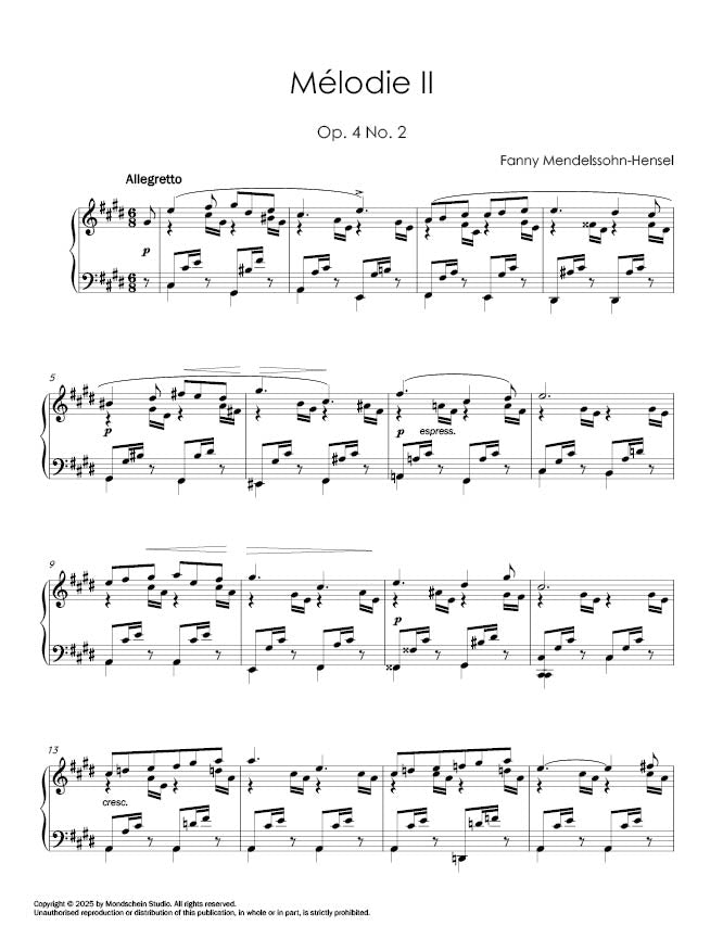 Hensel - Mélodie II, Op. 4 No. 2 (PDF Digital Download | Printed Sheet Music)