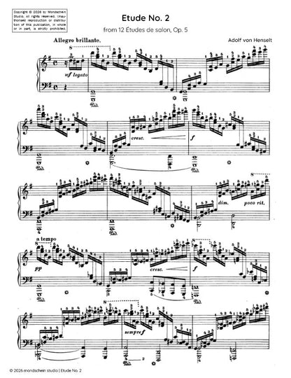 Henselt - Etude No. 2 from 12 Études de salon, Op. 5 (PDF Sheet Music / Digital Download)