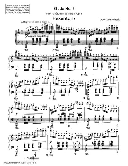 Henselt - Etude No. 3 (Hexentanz) from 12 Études de salon, Op. 5 (PDF Sheet Music / Digital Download)
