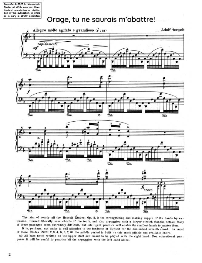 Henselt - Storm, you cannot break me! (Orage, tu ne saurais m’abattre!), Op. 2 No. 1 (PDF Sheet Music / Digital Download)