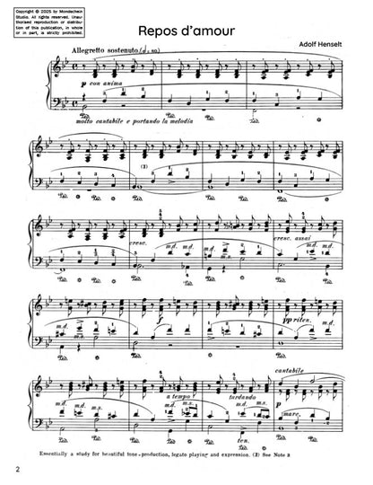Henselt - Love's Repose (Repos d'amour), Op. 2 No. 4 (PDF Sheet Music / Digital Download)