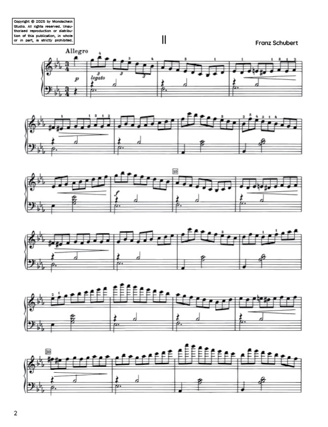 Schubert - Impromptu in E-flat major, D 899 No. 2 (PDF Digital Download)