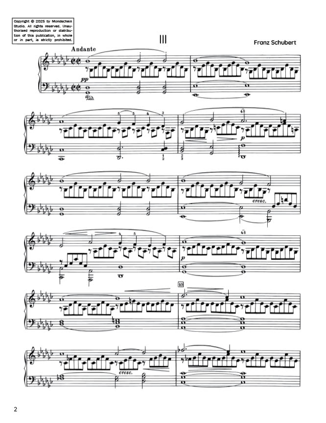 Schubert - Impromptu in G-flat major, D 899 No. 3 (PDF Sheet Music / Digital Download)