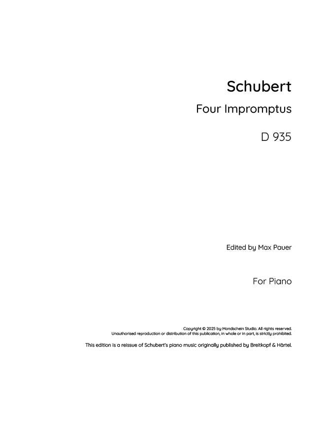 Schubert - Four Impromptus, D 935 (PDF Sheet Music / Digital Download)