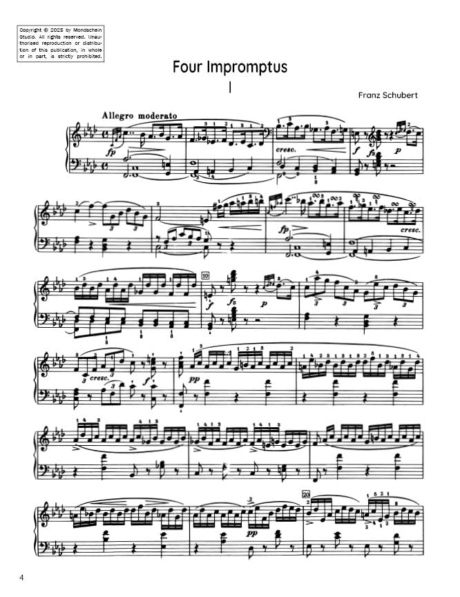 Schubert - Four Impromptus, D 935 (PDF Sheet Music / Digital Download)