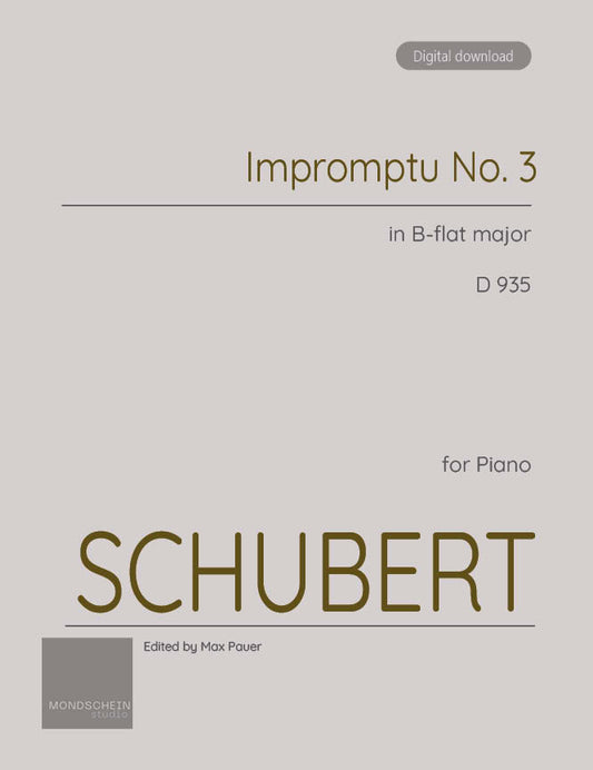 Schubert - Impromptu in B-flat major, D 935 No. 3 (PDF Sheet Music / Digital Download)