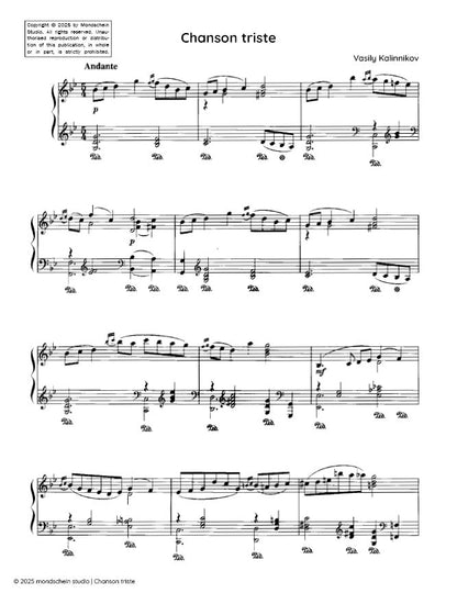 Kalinnikov - Chanson Triste (PDF Sheet Music / Digital Download)