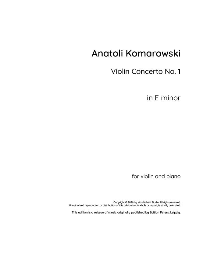 Komarowski - Violin Concerto No. 1 in E minor (PDF Sheet Music / Digital Download)