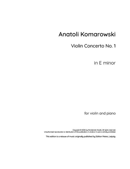 Komarowski - Violin Concerto No. 1 in E minor (PDF Sheet Music / Digital Download)