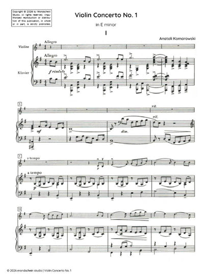 Komarowski - Violin Concerto No. 1 in E minor (PDF Sheet Music / Digital Download)